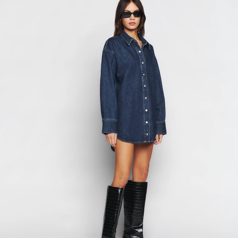 Reformation Angelo Oversized Denim Shirt Dress